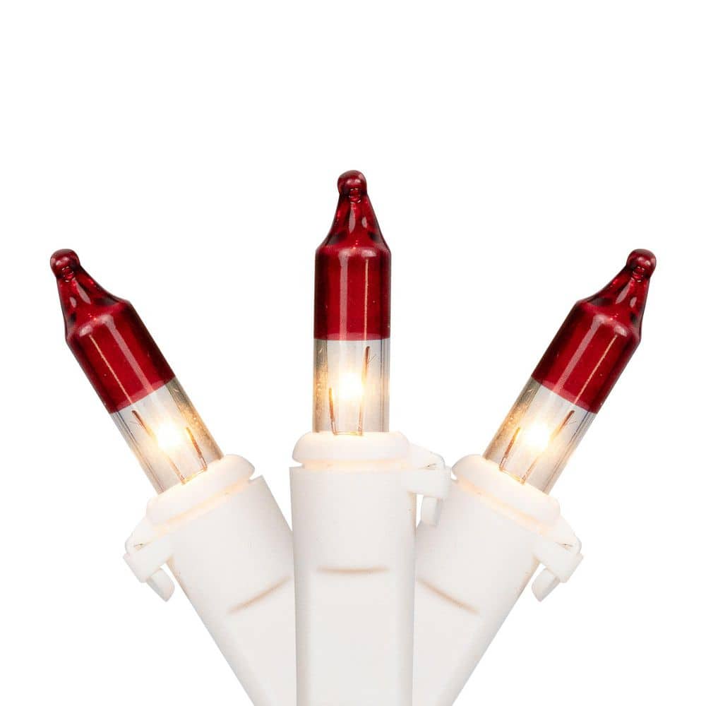 Mini Christmas Light Set - Clear with Red Tips - 10' White Wire - 50ct price history on PriceWatchPro