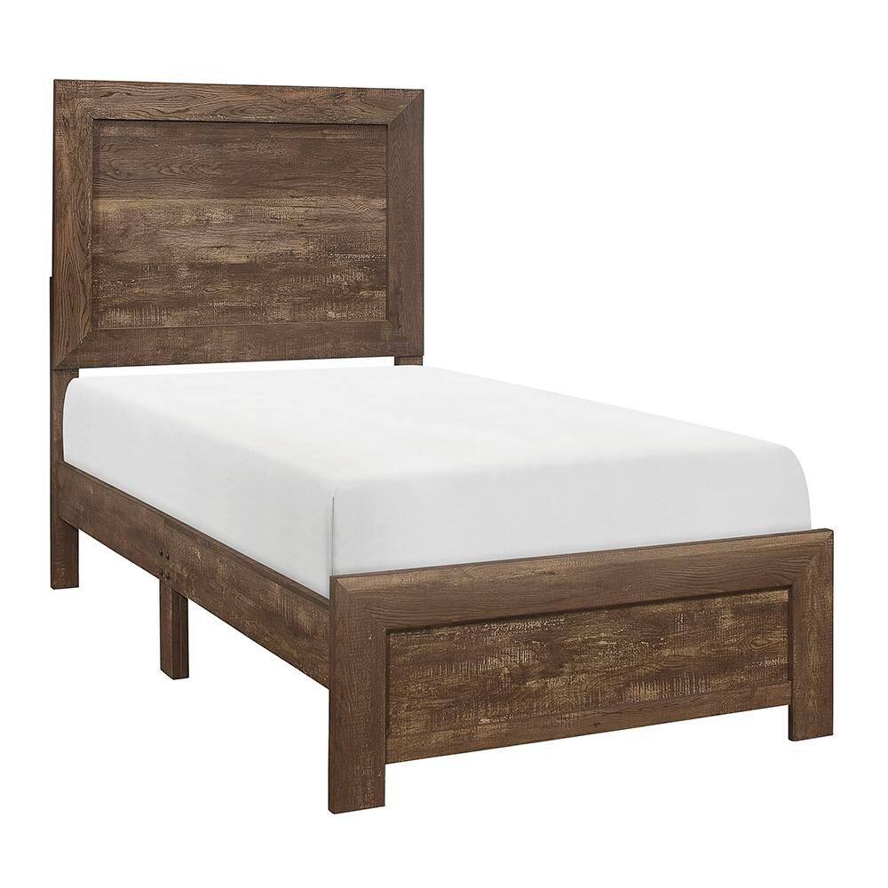 Quinby Rustic Brown Wood Frame Twin Panel Bed - thumbnail 2