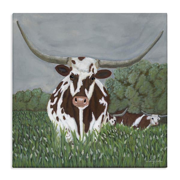 Stupell Industries Spotted Longhorn in Nature by Ashley Justice Unframed Animal Graphic Art Print 17 in. x 17 in.