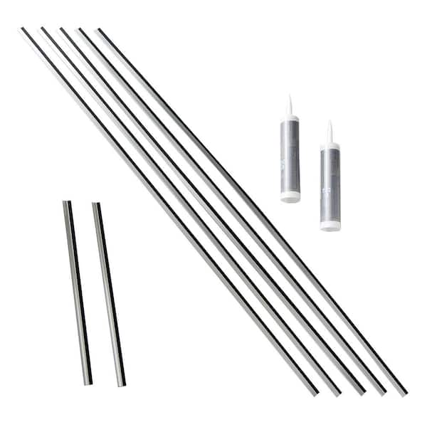 Fasade 47 in. Brushed Aluminum Vinyl Large Profile Backsplash Accessory Kit
