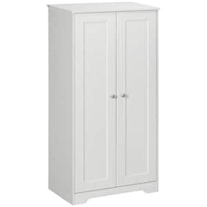 Kitchen Pantry White Freestanding Cupboard with 2-Doors, Adjustable Shelves for Living Room, Dining Room and Bedroom