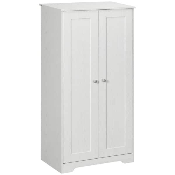 HOMCOM Kitchen Pantry White Freestanding Cupboard with 2-Doors, Adjustable Shelves for Living Room, Dining Room and Bedroom