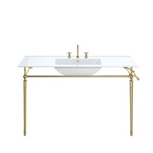Westley Porcelain Console Sink Basin and Leg Combo with Polished Brass