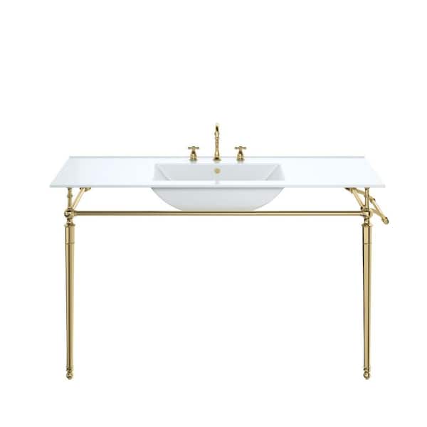 James Martin Vanities Westley Porcelain Console Sink Basin and Leg Combo with Polished Brass