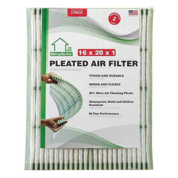 SimpleAir 16  x 20  x 1  Pleated FPR 7 Air Filter (2-Pack)