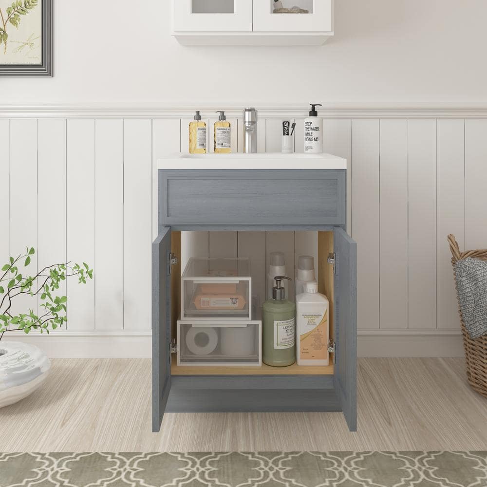24" Smoky Gray Birch Plywood Freestanding Storage Cabinet