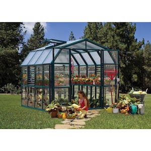 Prestige 8 ft. 8 in. x 8 ft. 8 in. Green/Clear Barn Style DIY Greenhouse Kit with Professional Accessory Package