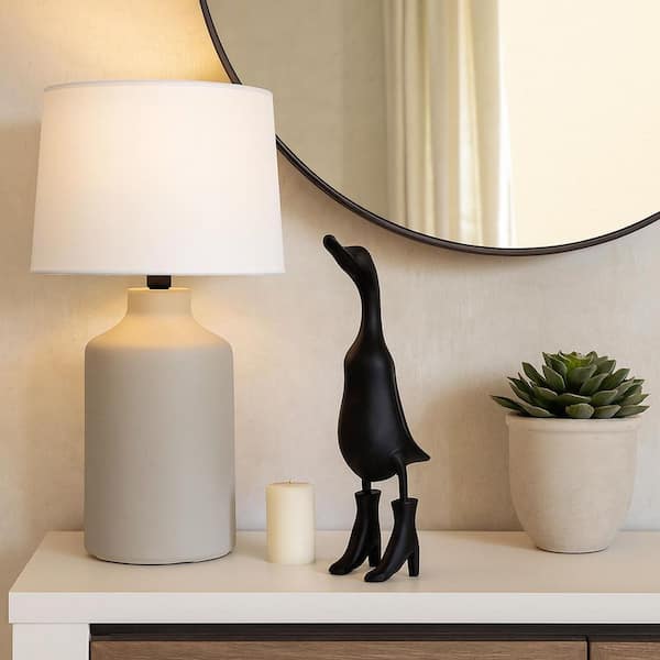 Black 5 in. x 20 in. Bamboo Wood Duck In Rainboots Decorative Figurine