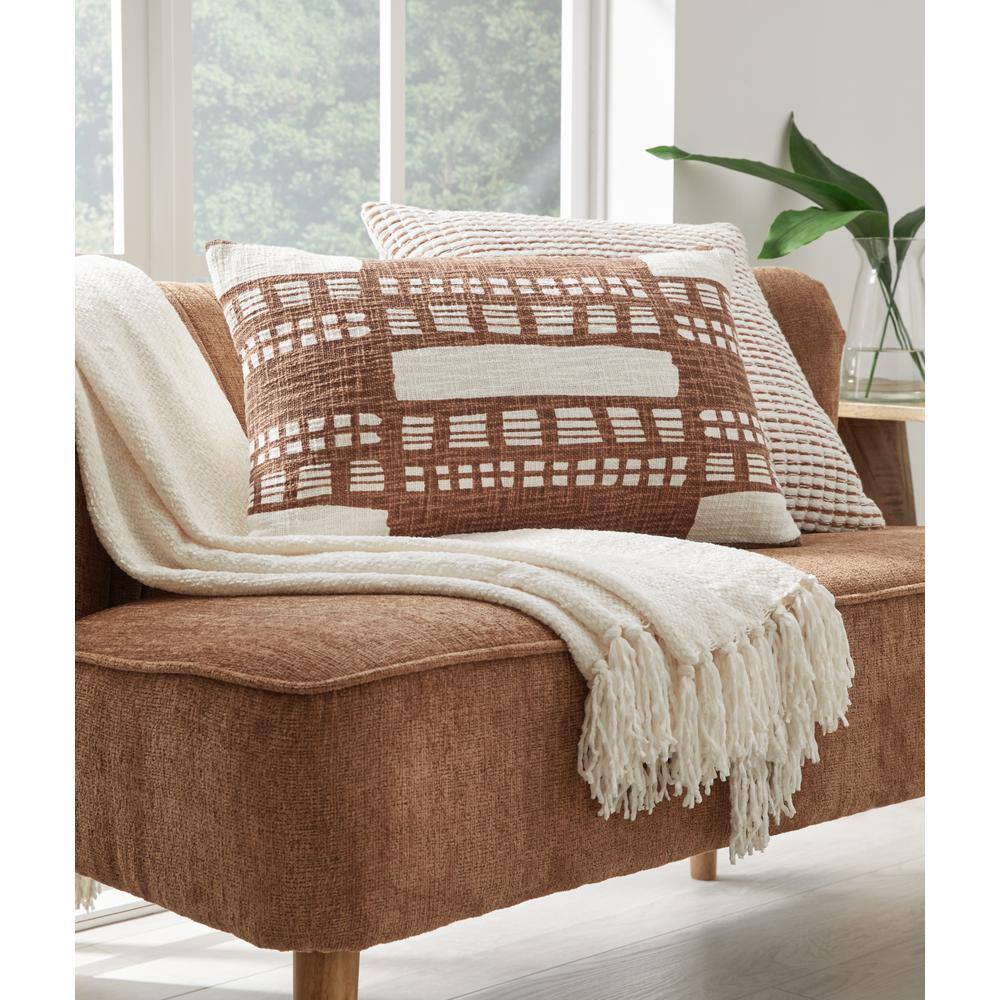 Abstract Red and White Cotton Throw Pillow