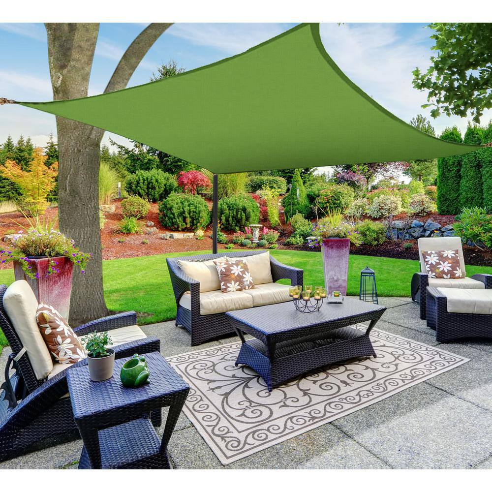 Green 12 ft. Square HDPE Patio Shade Sail
