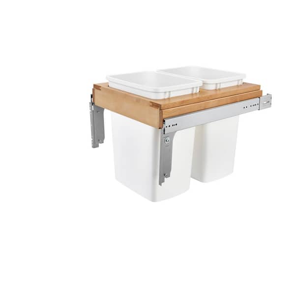 Rev-A-Shelf Double 35 Qt. Pullout Top Mount Maple and White Container for Full Access Cabinet