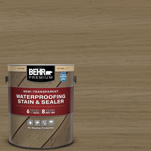 BEHR PREMIUM 1 gal. #ST-153 Taupe Semi-Transparent Waterproofing Exterior Wood Stain and Sealer