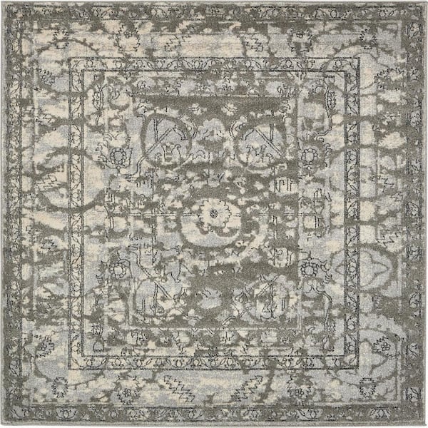 La Jolla Vintage Gray 6' 0 x 6' 0 Square Rug