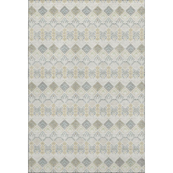 Mayfield Premium Machine Washable Abstract AMF2487 Ivory 10 ft. x 14 ft. Area Rug