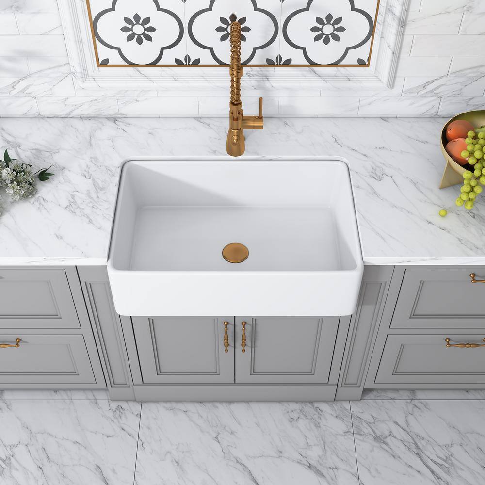 Treviso White Fireclay 30" Single Bowl Farmhouse Sink