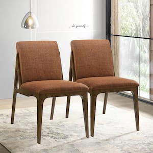 Tulsa Orange Fabric Modern Dining Side Chair Set of 2