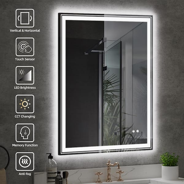 40 in. W x 32 in. H Rectangular Frameless Anti-Fog LED Light Wall Bathroom Vanity Mirror