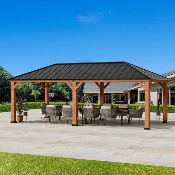Ultra Series Wood Gazebo 12 ft. x 24 ft. Cedar Framed Wooden Gazebo with Galvanized Steel Roof