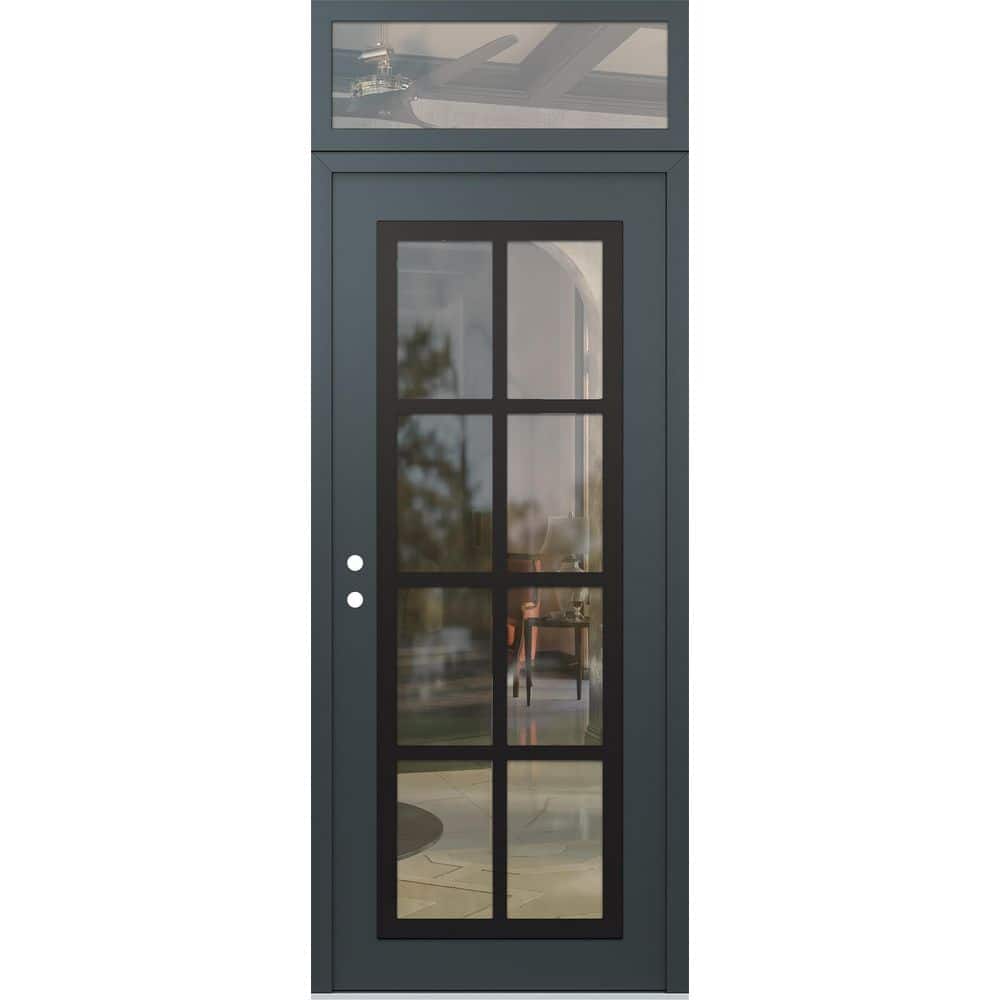 C16 36 in. x 96 in. Black P Right-Hand/Inswing Clear Glass Anth/Anth Transom Steel Prehung Front Door price history on PriceWatchPro