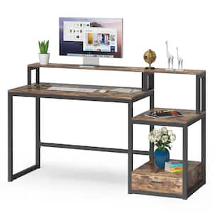 Tribesigns Cassey 59 in. Brown Computer Desk Vintage Wood Large Home ...