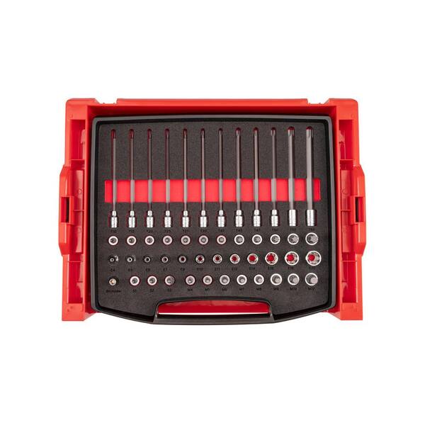 3/8 Inch Drive Standard and Long Bit Socket Set with Open Top Drawer and Rack (48-Piece)