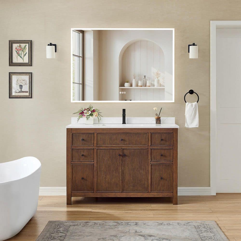 Pendry 48 in. Single Freestanding Dark Walnut Bath Vanity with Giotto Quartz Top price history on PriceWatchPro