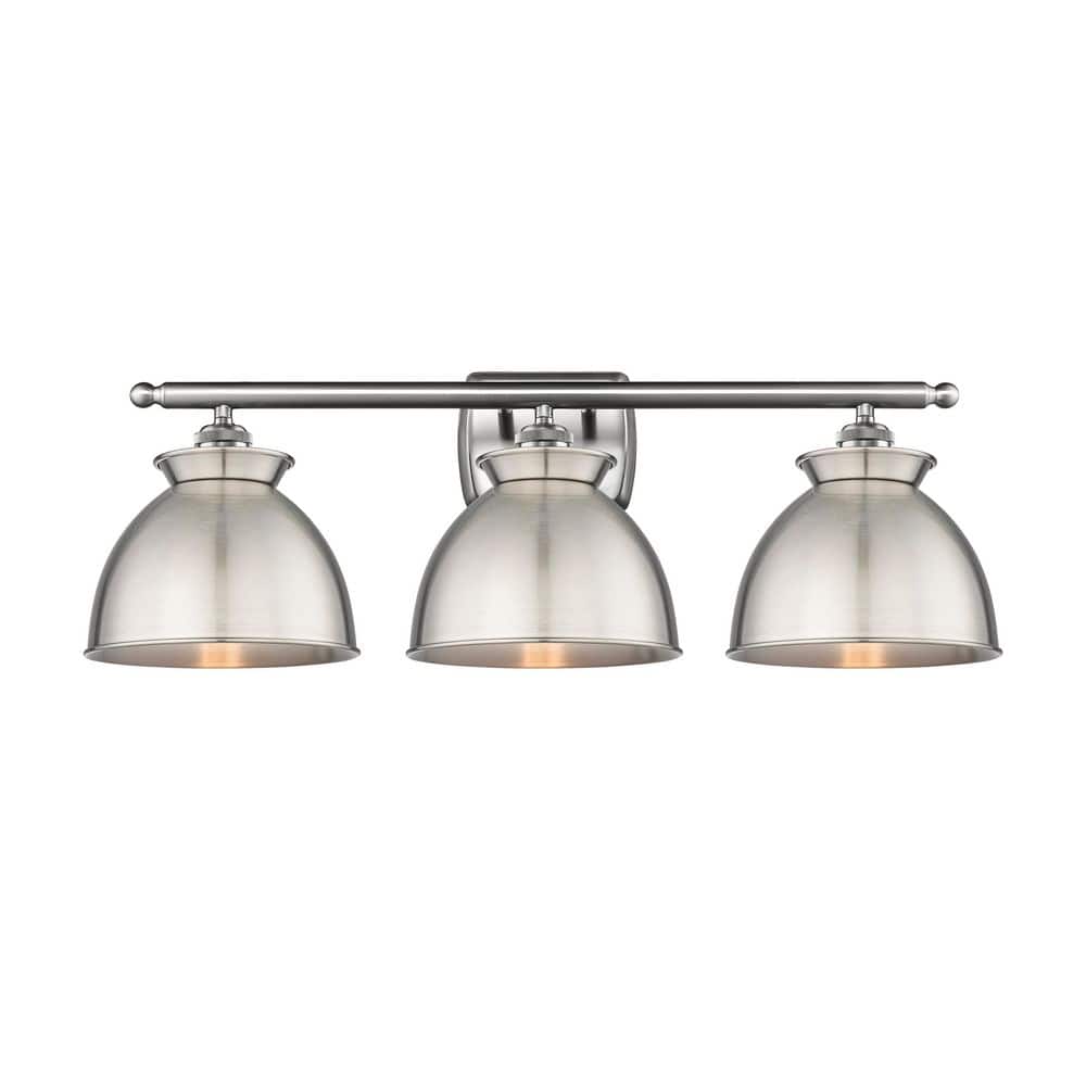 Adirondack 28 in. 3-Light Brushed Satin Nickel Vanity Light with Metal Shade price history on PriceWatchPro
