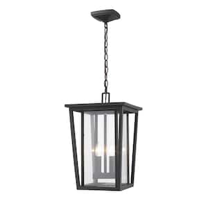 2-Light Oil Rubbed Bronze Outdoor Pendant Light with Clear Glass Shade