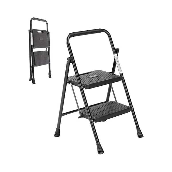 2 Step 6.7 ft. Reach Foldable Ladder, 800 lbs. Capacity, Anti-Slip Pedal, Lightweight for Home and Outdoor Use