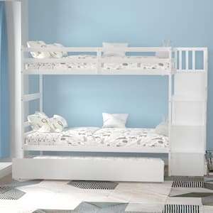 White Twin Bunk Bed with Trundle