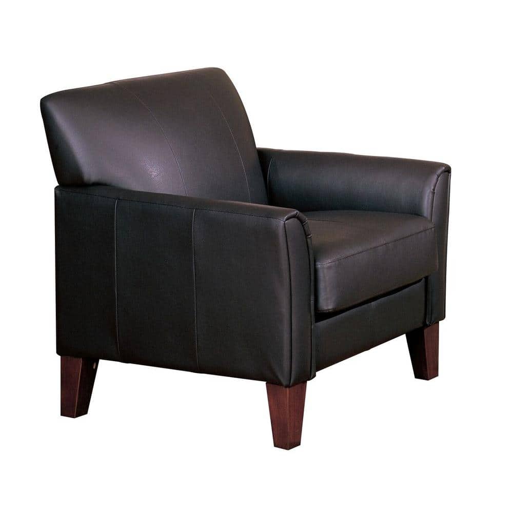 HomeSullivan Durham Dark Brown Faux Leather Arm Chair with Ottoman
