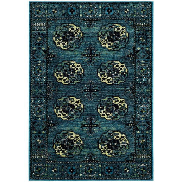 Vintage Hamadan Blue/Multi 5 ft. x 8 ft. Border Area Rug