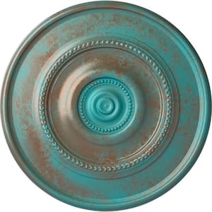 1-1/8 in. x 24-3/8 in. x 24-3/8 in. Polyurethane Traditional Reece Ceiling Medallion, Copper Green Patina