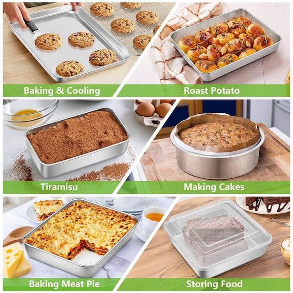 LAIFUCAM 11-Piece Stainless Steel Bakeware Set with Baking Sheets
