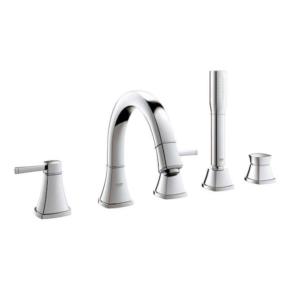 GROHE Grandera 2-Handle Deck-Mount Roman Bathtub Faucet with Personal Handheld Shower in StarLight Chrome