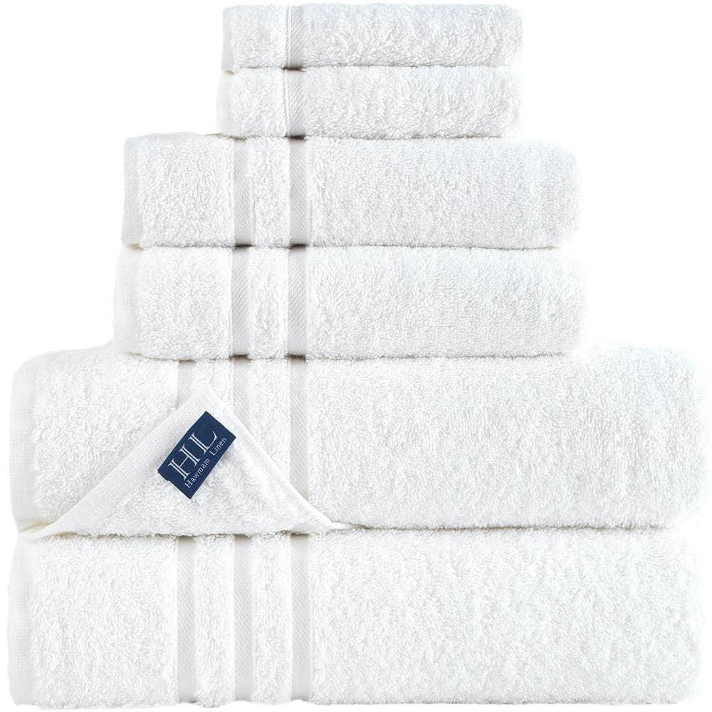 Hawmam Linen 6 Piece White Turkish Cotton Bath Towel Set Sn550st06 The Home Depot 0865