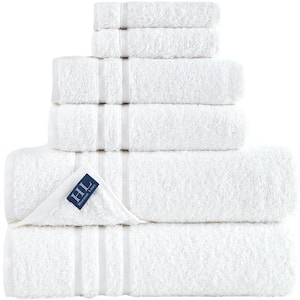 6-Piece White Turkish Cotton Bath Towel Set