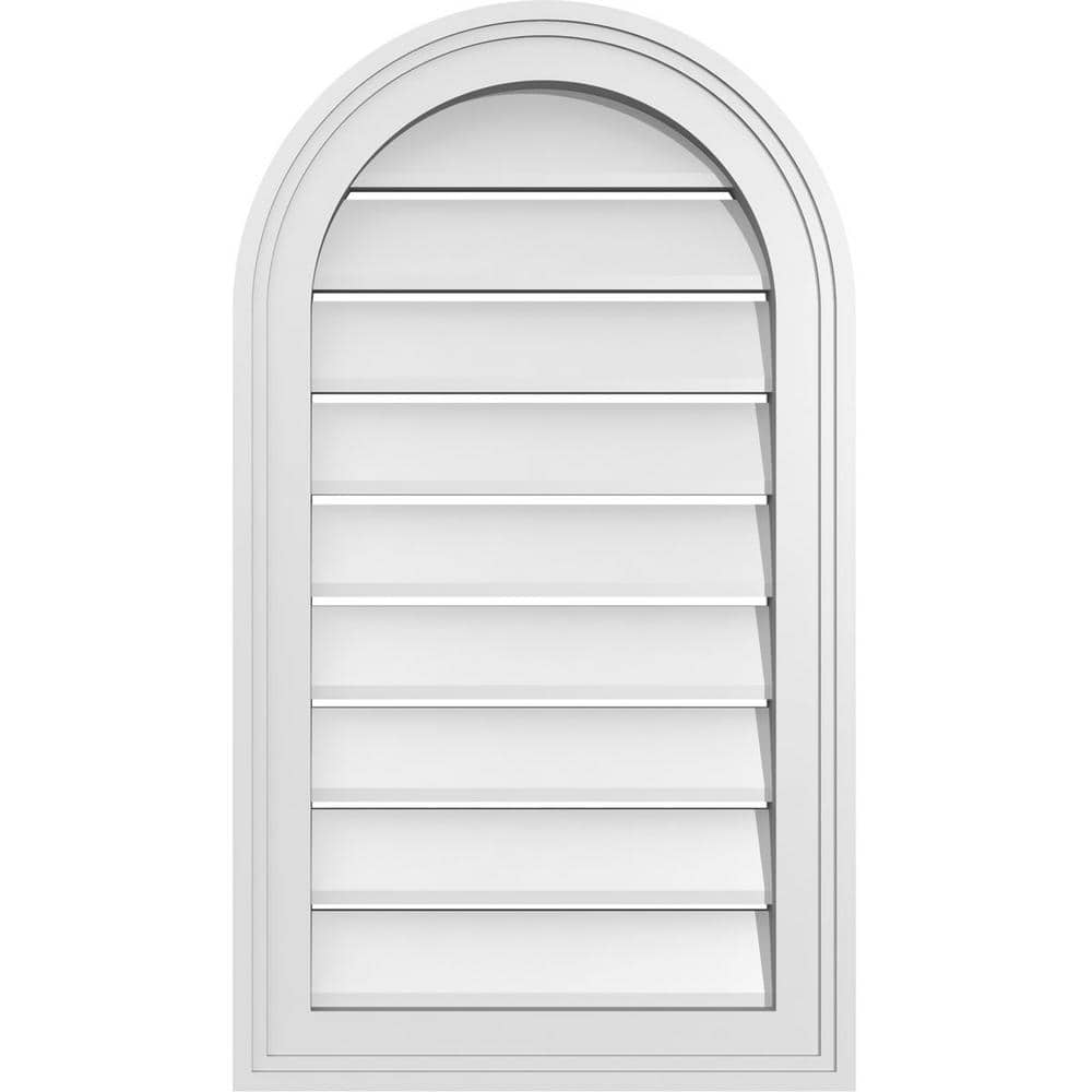 16 in. x 28 in. Round Top White PVC Paintable Gable Louver Vent Functional price history on PriceWatchPro