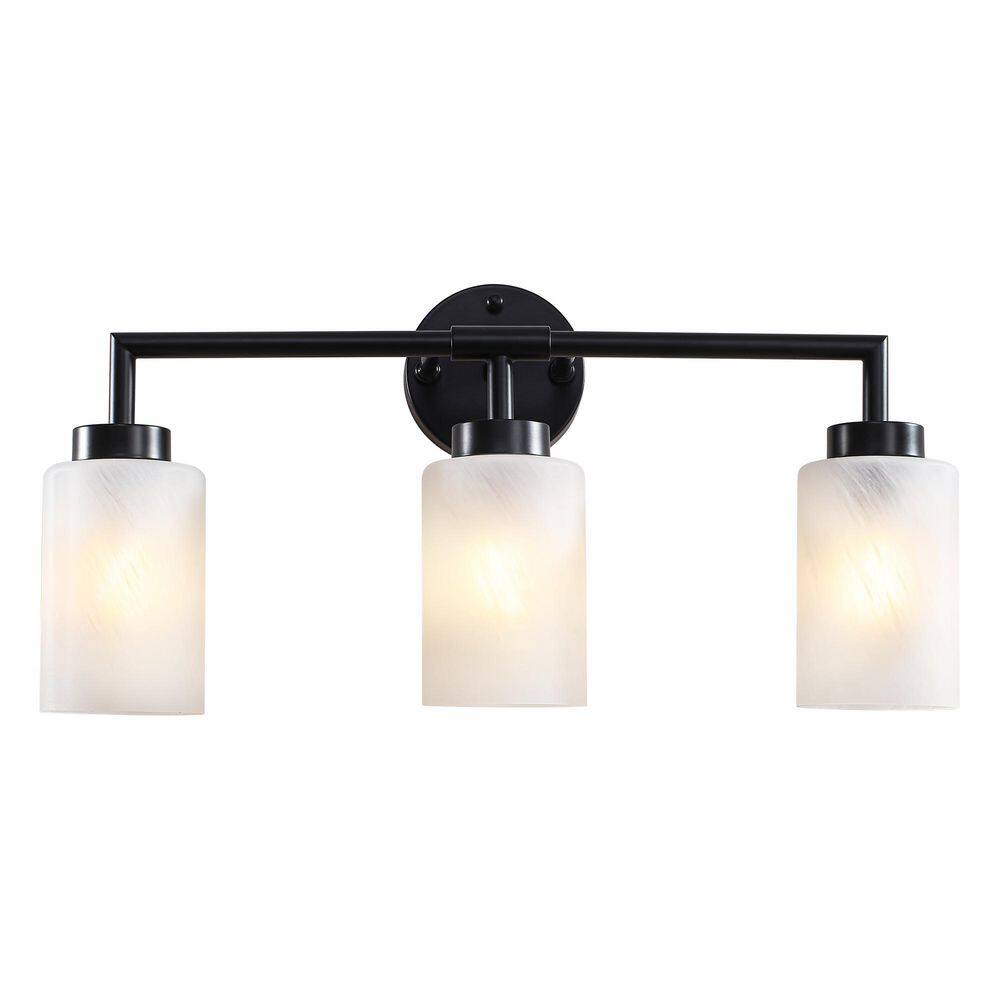 22.44 in. 3-Light Black Industrial Vanity Lights with Glass Shade Wall Sconce for Kitchen Living Room Hallway price history on PriceWatchPro