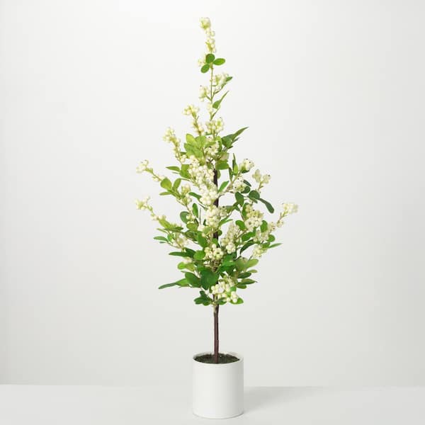 SULLIVANS 34" Artificial White Blossom Tree BLTPOT WH The Home Depot