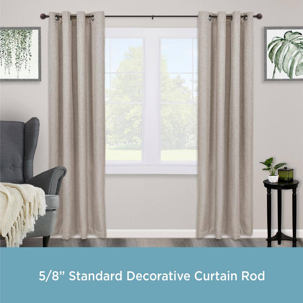 Weathered Brown Woven Ball End Decorative Curtain Rod, 48-86" Adjustable