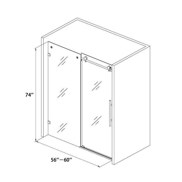 APLUS VICTORIA-D 45~60 in. W x 78 in. H, Frameless Sliding Shower Door,  5/16 Clear Glass. VT-D Shower Door Set