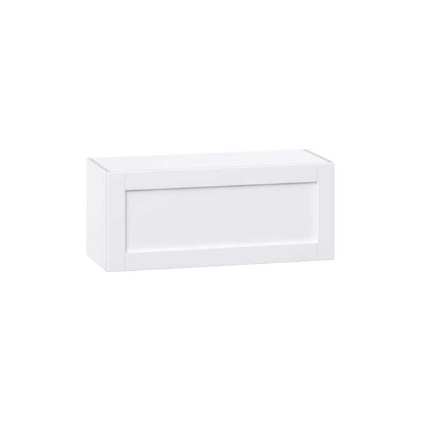 J COLLECTION Milton 36 in. W x 14 in. D x 15 in. H Assembled Shaker Wall Bridge Kitchen Cabinet in Bright White with Lift Up Door