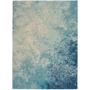 Passion Navy Light Blue 5 ft. x 7 ft. Abstract Contemporary Area Rug