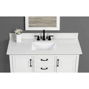 61 in. W x 22 in D Quartz White Rectangular Double Sink Vanity Top in Carrara Marble