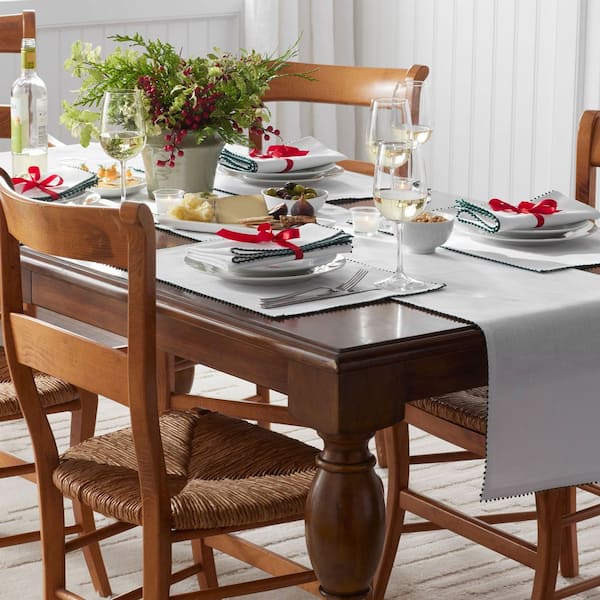 Company Cotton Pom Fringe 19 in. W x 19 in. H Green Cotton Napkins Set of 4