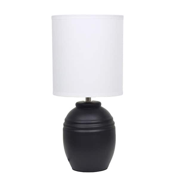 12.5 Classic Jar Table Lamp, Black Base with Fabric Shade for Bedroom or Office