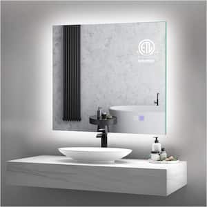 36 in. W x 36 in. H Large Square Frameless Anti-Fog Backlit LED Light Wall mounted Bathroom Vanity Mirror Dimmable