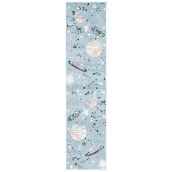 Carousel Kids 2 ft. x 8 ft. Teal/Orange Galaxy Runner Rug
