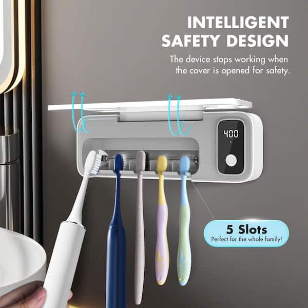Wudkey 5-Slot Rechargeable Toothbrush Sanitizer Holder with Timer